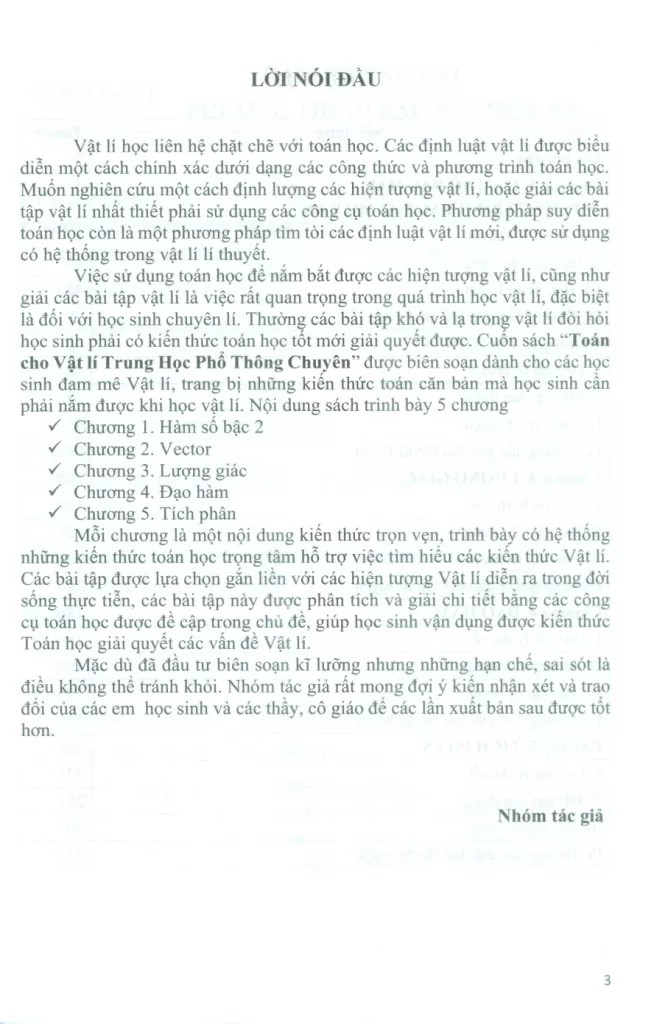 TOÁN CHO VẬT LÍ THPT CHUYÊN (Biên soạn theo chương trình GDPT mới - Tài liệu ôn luyện học sinh giỏi THPT)